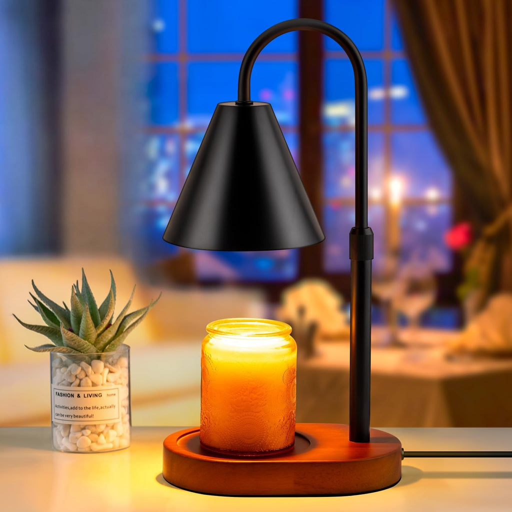 Candle Warmer Lamp with Timer: Electric Candles Wax Warmers Glass Lamps for Jar Candles Burner Adjustable Height and Dimmable Light Modern No Flame Scented Candle Warming Lantern - Grand Goldman