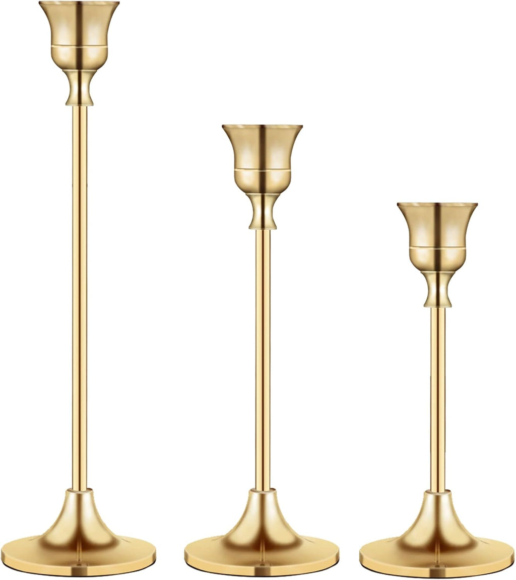 Candlestick Holders,Taper Candle Holder for Candlesticks Gold Brass Vintage Candle Stick Candle Holder Candelabra Candle Holder for Fireplace Party Dining Home - Grand Goldman