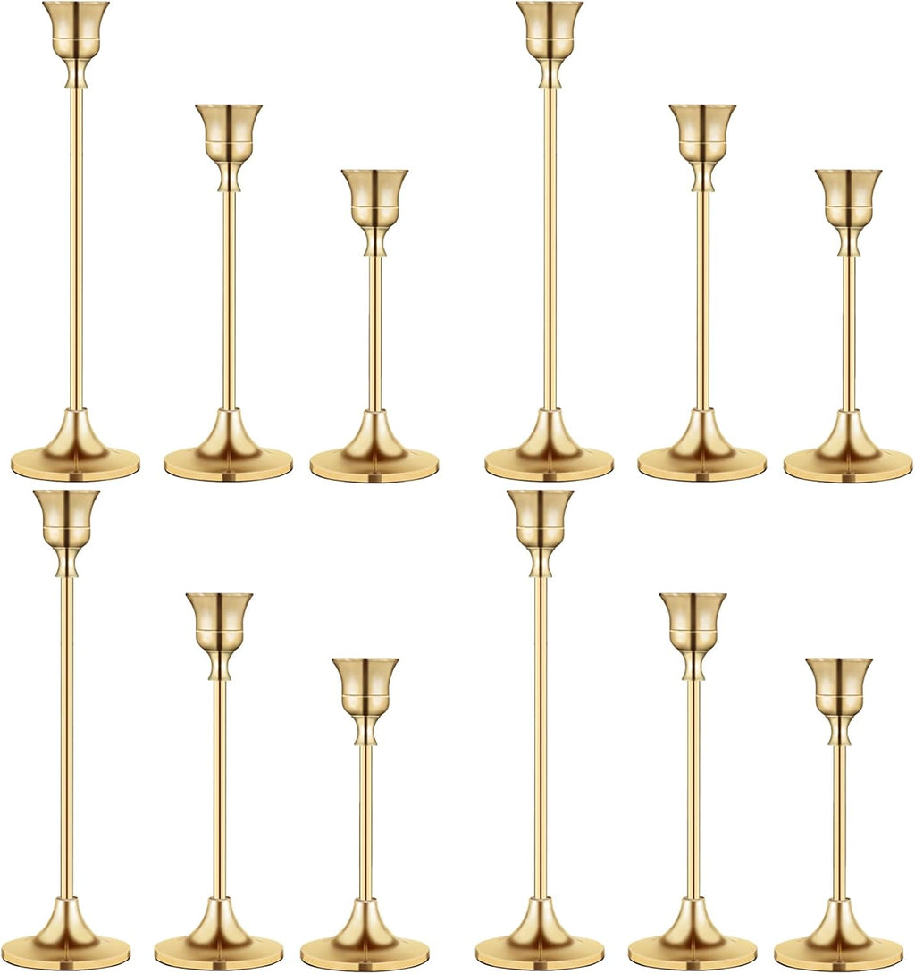Candlestick Holders,Taper Candle Holder for Candlesticks Gold Brass Vintage Candle Stick Candle Holder Candelabra Candle Holder for Fireplace Party Dining Home - Grand Goldman