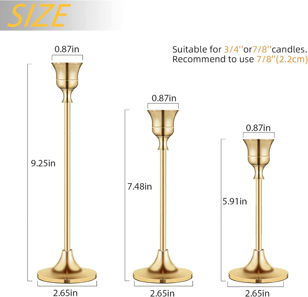 Candlestick Holders,Taper Candle Holder for Candlesticks Gold Brass Vintage Candle Stick Candle Holder Candelabra Candle Holder for Fireplace Party Dining Home - Grand Goldman