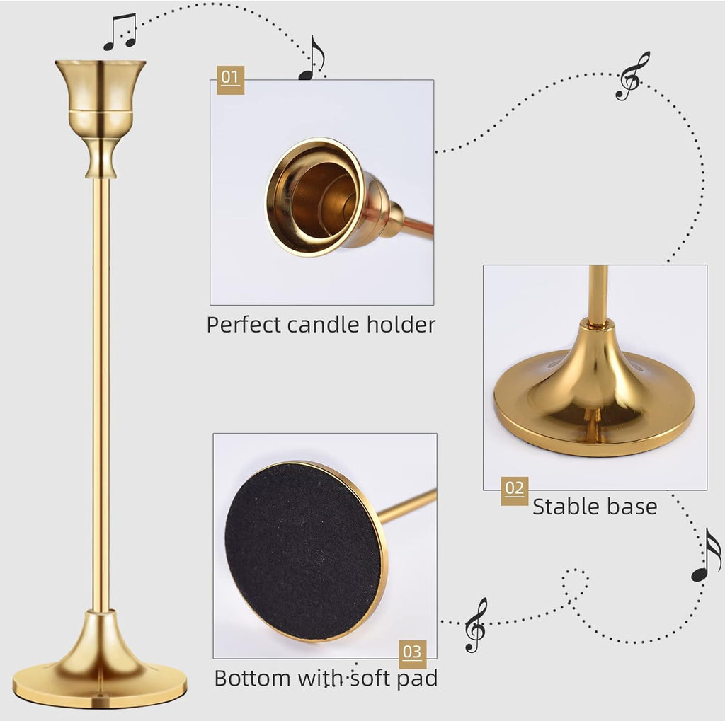 Candlestick Holders,Taper Candle Holder for Candlesticks Gold Brass Vintage Candle Stick Candle Holder Candelabra Candle Holder for Fireplace Party Dining Home - Grand Goldman