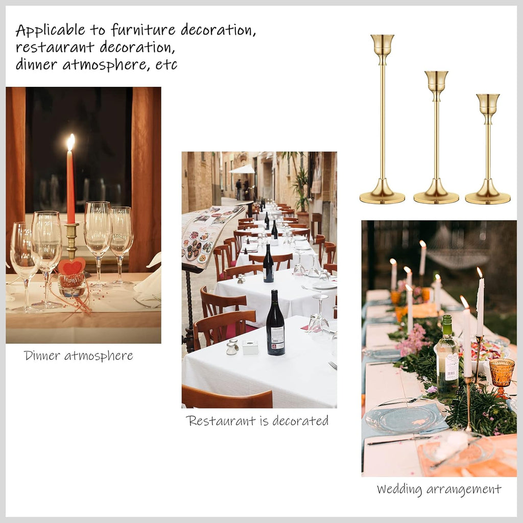 Candlestick Holders,Taper Candle Holder for Candlesticks Gold Brass Vintage Candle Stick Candle Holder Candelabra Candle Holder for Fireplace Party Dining Home - Grand Goldman