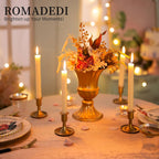 Candlestick Holders Taper Candle Holders, Romadedi Gold Candle Stick Candle Holder for Table Centerpiece, Wedding Reception, Festive Christmas Mantel Decoration or Home Decor, Set of 2 - Grand Goldman