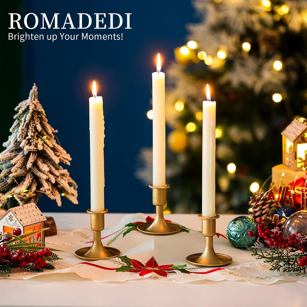 Candlestick Holders Taper Candle Holders, Romadedi Gold Candle Stick Candle Holder for Table Centerpiece, Wedding Reception, Festive Christmas Mantel Decoration or Home Decor, Set of 2 - Grand Goldman