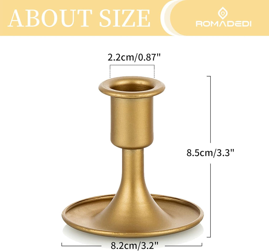 Candlestick Holders Taper Candle Holders, Romadedi Gold Candle Stick Candle Holder for Table Centerpiece, Wedding Reception, Festive Christmas Mantel Decoration or Home Decor, Set of 2 - Grand Goldman