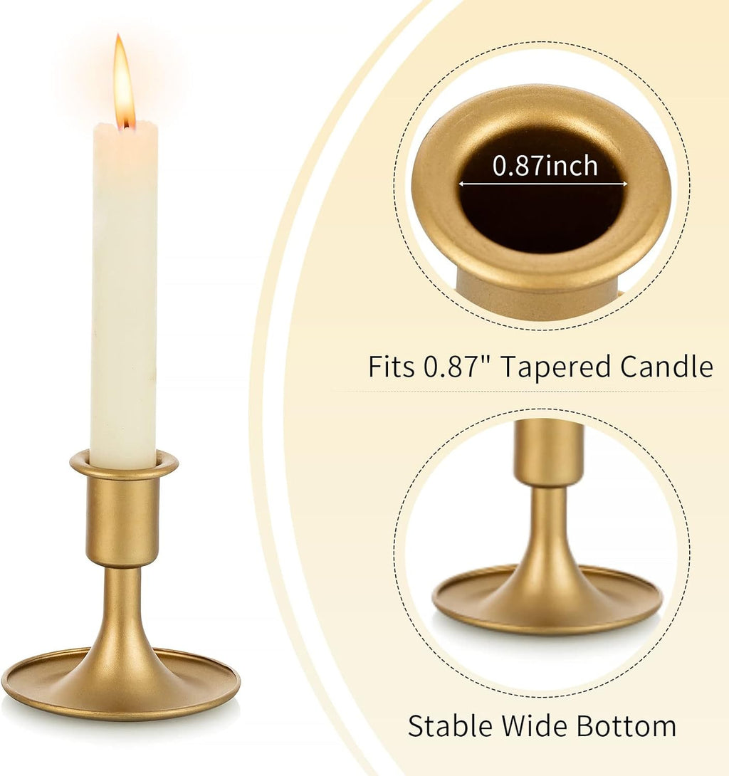 Candlestick Holders Taper Candle Holders, Romadedi Gold Candle Stick Candle Holder for Table Centerpiece, Wedding Reception, Festive Christmas Mantel Decoration or Home Decor, Set of 2 - Grand Goldman