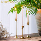 Candlestick Holders Taper Candle Holders, Set of 3 Candle Stick Holders Set, Brass Gold Candlestick Holder Set, Vintage Modern Decorative Centerpiece for Table Mantel Wedding Housewarming Gift - Grand Goldman