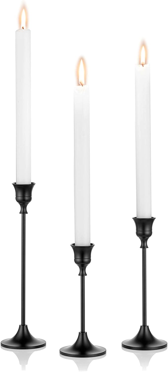 Candlestick Holders Taper Candle Holders, Set of 3 Candle Stick Holders Set, Brass Gold Candlestick Holder Set, Vintage Modern Decorative Centerpiece for Table Mantel Wedding Housewarming Gift - Grand Goldman