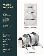 Caraway Nonstick Ceramic Cookware Set (12 Piece) Pots, Pans, 3 Lids and Kitchen Storage - Non Toxic - Oven Safe & Compatible with All Stovetops - Cream - Grand Goldman