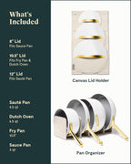 Caraway Nonstick Ceramic Cookware Set (12 Piece) Pots, Pans, 3 Lids and Kitchen Storage - Non Toxic - Oven Safe & Compatible with All Stovetops - Cream - Grand Goldman