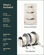 Caraway Nonstick Ceramic Cookware Set (12 Piece) Pots, Pans, 3 Lids and Kitchen Storage - Non Toxic - Oven Safe & Compatible with All Stovetops - Cream - Grand Goldman