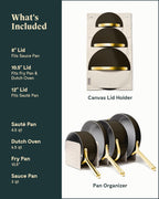 Caraway Nonstick Ceramic Cookware Set (12 Piece) Pots, Pans, 3 Lids and Kitchen Storage - Non Toxic - Oven Safe & Compatible with All Stovetops - Cream - Grand Goldman