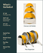 Caraway Nonstick Ceramic Cookware Set (12 Piece) Pots, Pans, 3 Lids and Kitchen Storage - Non Toxic - Oven Safe & Compatible with All Stovetops - Cream - Grand Goldman