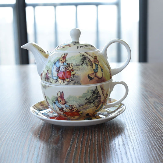 Cartoon Coffee Cup Saucer Teapot Bone China - Grand Goldman