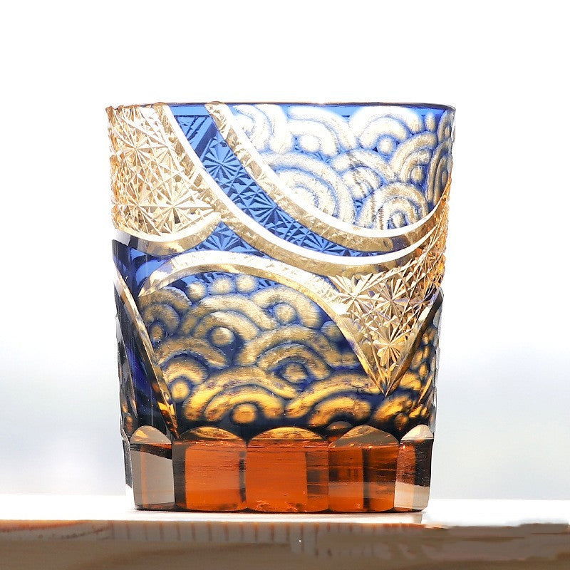 Carved Lead-free Crystal Glass Whisky Tumbler - Grand Goldman