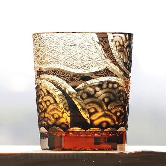 Carved Lead-free Crystal Glass Whisky Tumbler - Grand Goldman