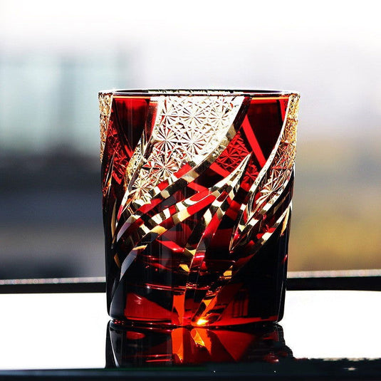 Carved Lead-free Crystal Glass Whisky Tumbler - Grand Goldman