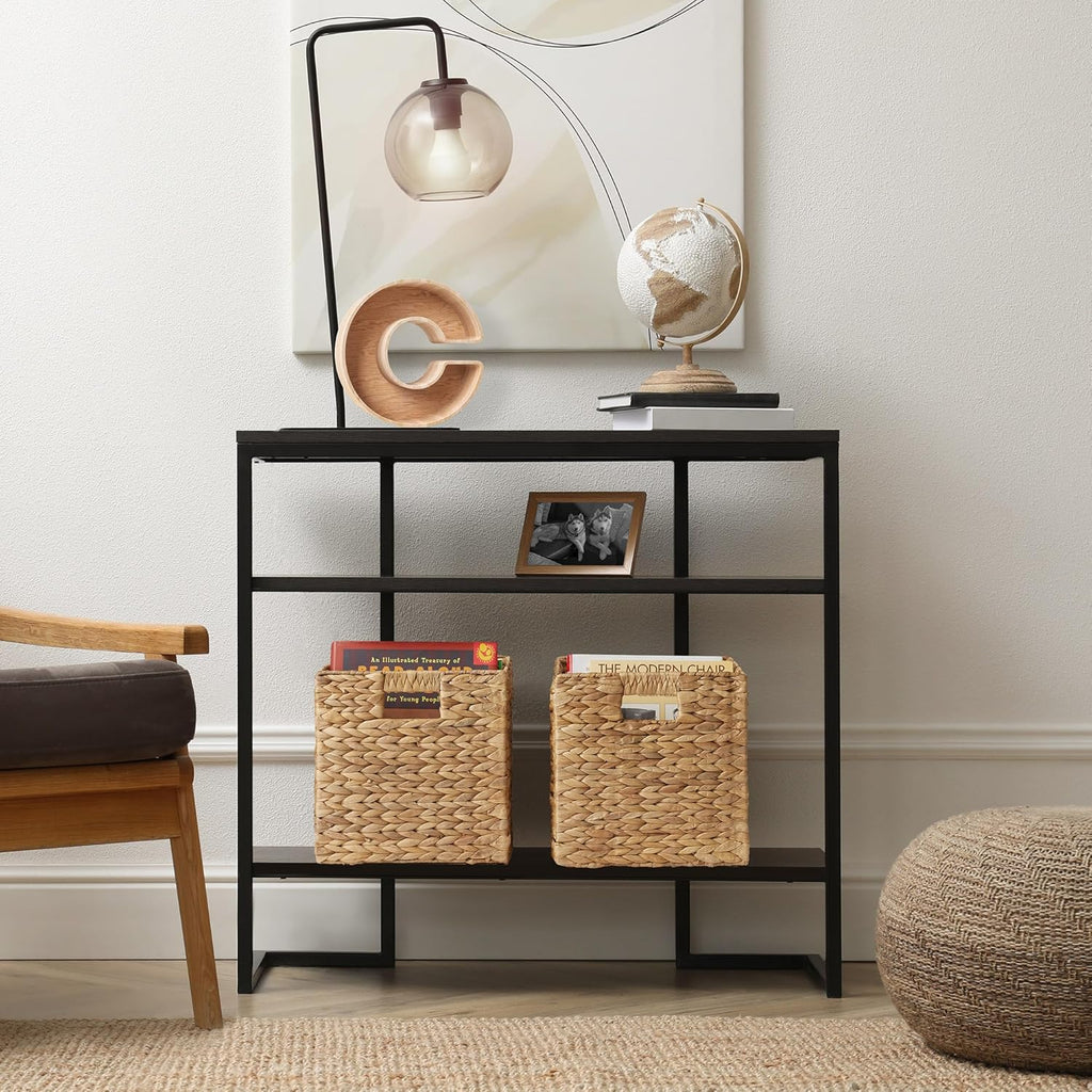 Casafield 10.5" x 10.5" Water Hyacinth Storage Baskets, Natural - Set of 6 Collapsible Cube Organizers, Woven Bins for Bathroom, Bedroom, Laundry, Pantry, Shelves - Grand Goldman