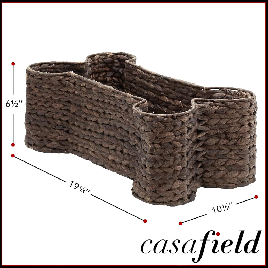 Casafield Dog Bone Shaped Storage Basket - Espresso, Large Woven Water Hyacinth Pet Toy Organizer Bin - Grand Goldman