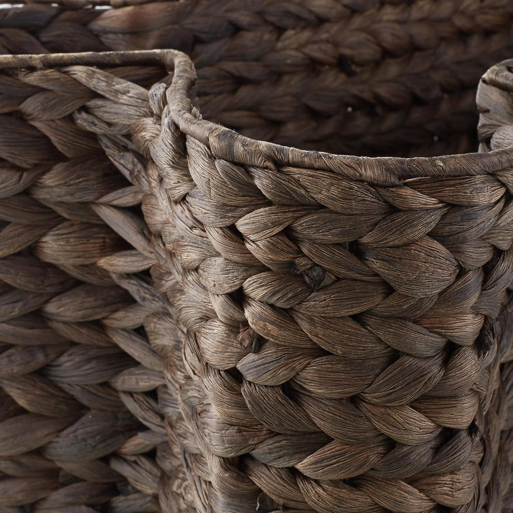 Casafield Dog Bone Shaped Storage Basket - Espresso, Large Woven Water Hyacinth Pet Toy Organizer Bin - Grand Goldman