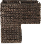 Casafield Stair Step Basket with Handles, Espresso - Woven Water Hyacinth Staircase Basket Storage Bin Organizer - Grand Goldman