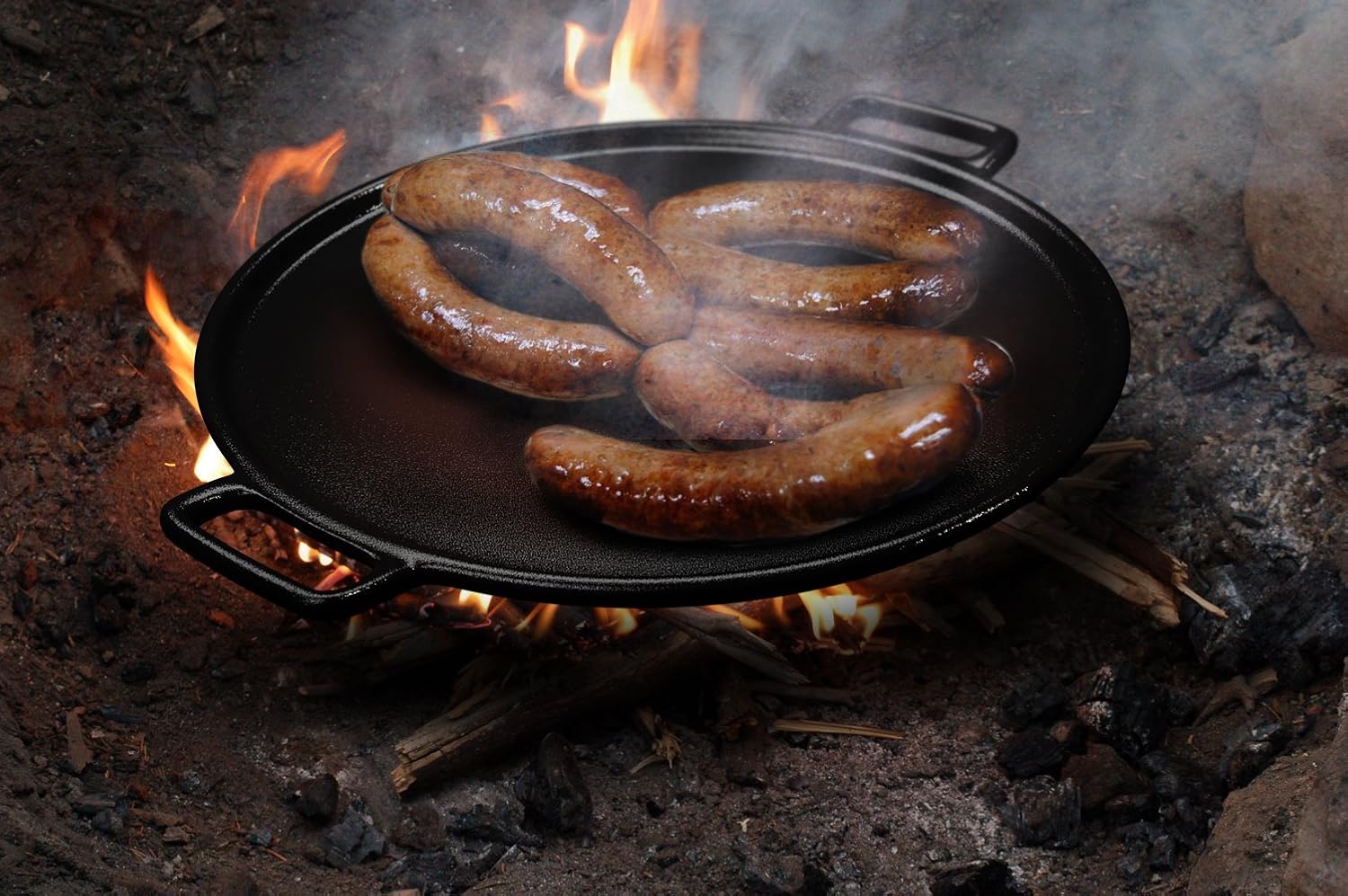 Cast Iron Pizza Pan - 14-Inch Baking Pan for Oven, Stovetop, Grill, or Campfires - Durable, Even-Heating, Versatile Cast Iron Griddle by Home-Complete - Grand Goldman