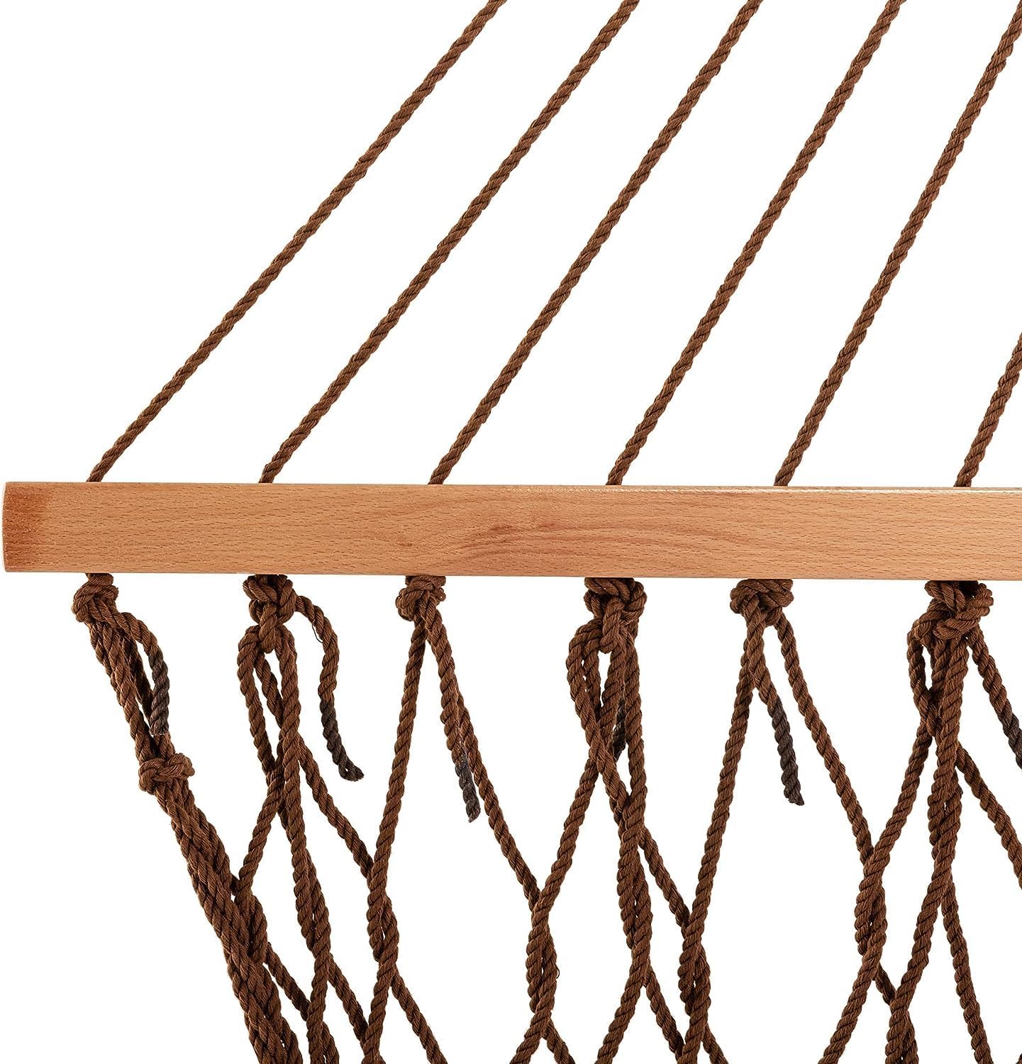 Castaway Living 13 ft. Double Traditional Hand Woven Cotton Rope Hammock with Free Extension Chains & Tree Hooks, Designed in The USA, Accommodates Two People with a Weight Capacity of 450 lbs. - Grand Goldman