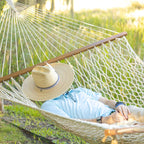 Castaway Living 13 ft. Double Traditional Hand Woven Cotton Rope Hammock with Free Extension Chains & Tree Hooks, Designed in The USA, Accommodates Two People with a Weight Capacity of 450 lbs. - Grand Goldman