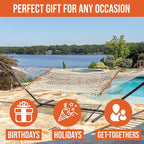 Castaway Living 13 ft. Double Traditional Hand Woven Cotton Rope Hammock with Free Extension Chains & Tree Hooks, Designed in The USA, Accommodates Two People with a Weight Capacity of 450 lbs. - Grand Goldman