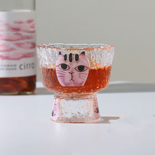 Cat Japanese Fashion Crystal Glass High Foot Cup - Grand Goldman