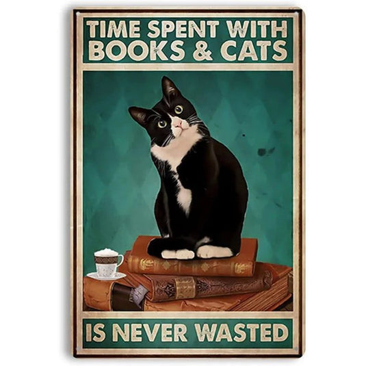 Cats Decor Funny Metal Tin Signs I Love you to the moon and Back Cat Posters for Home Bathroom cafe Pub Bar Gifts for Cat Lovers - Grand Goldman