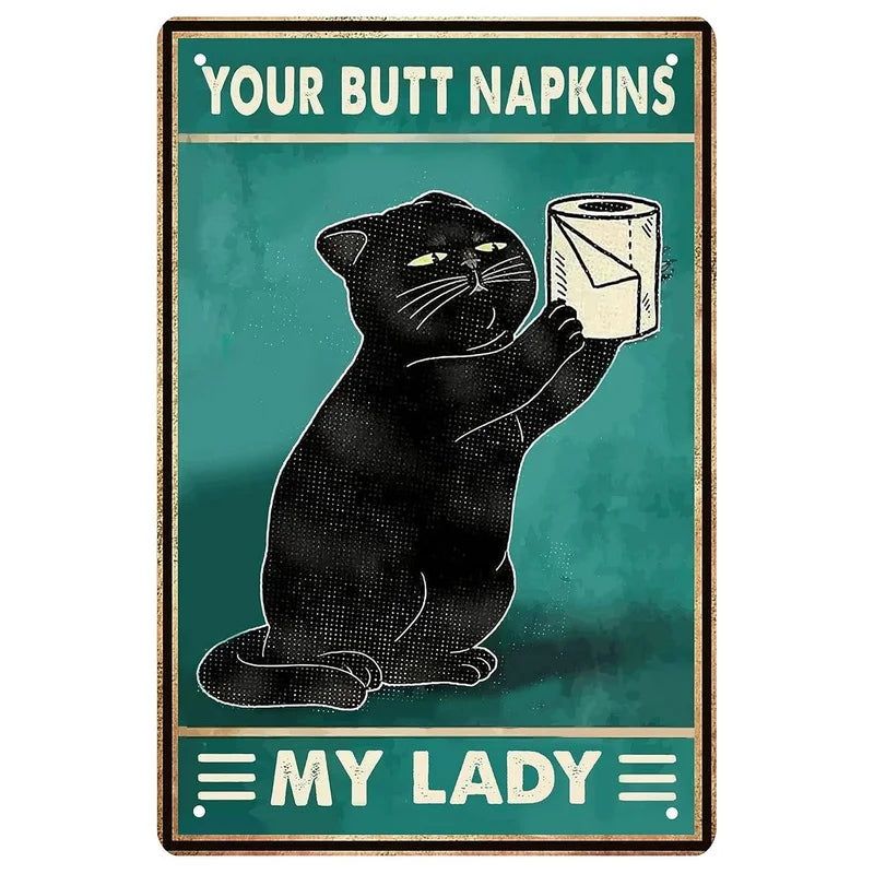 Cats Decor Funny Metal Tin Signs I Love you to the moon and Back Cat Posters for Home Bathroom cafe Pub Bar Gifts for Cat Lovers - Grand Goldman
