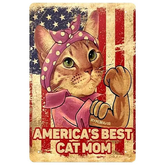 Cats Decor Funny Metal Tin Signs I Love you to the moon and Back Cat Posters for Home Bathroom cafe Pub Bar Gifts for Cat Lovers - Grand Goldman