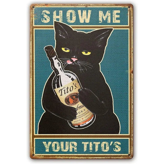 Cats Decor Funny Metal Tin Signs I Love you to the moon and Back Cat Posters for Home Bathroom cafe Pub Bar Gifts for Cat Lovers - Grand Goldman