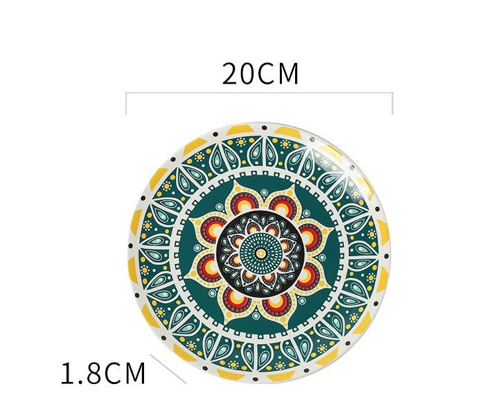 Ceramic Bohemian Tableware Platter Moroccan Pattern Ethnic Flat Plate - Grand Goldman