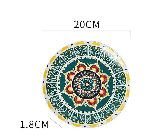 Ceramic Bohemian Tableware Platter Moroccan Pattern Ethnic Flat Plate - Grand Goldman