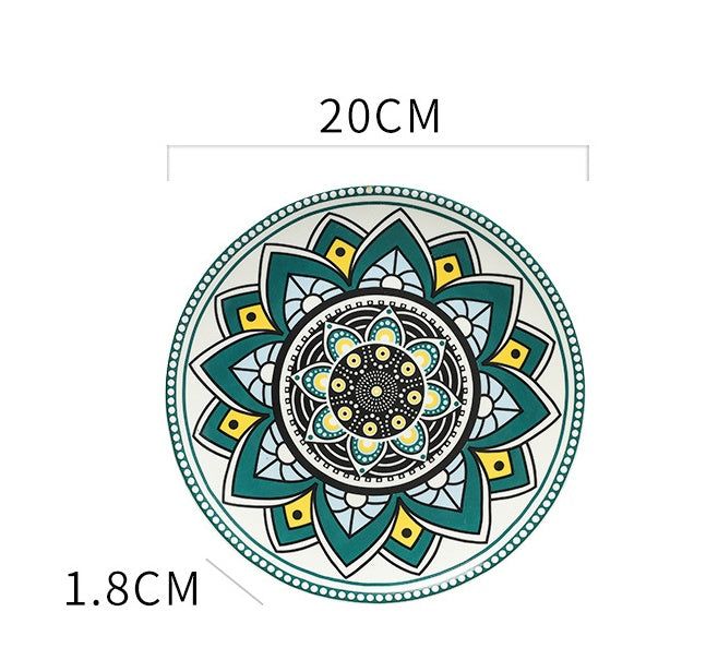 Ceramic Bohemian Tableware Platter Moroccan Pattern Ethnic Flat Plate - Grand Goldman