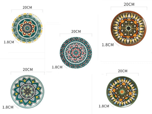 Ceramic Bohemian Tableware Platter Moroccan Pattern Ethnic Flat Plate - Grand Goldman