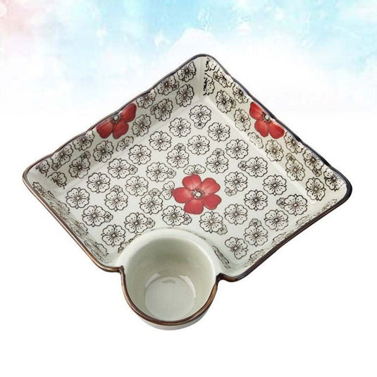 Ceramic Dumpling Plate With Vinegar Dish - Grand Goldman