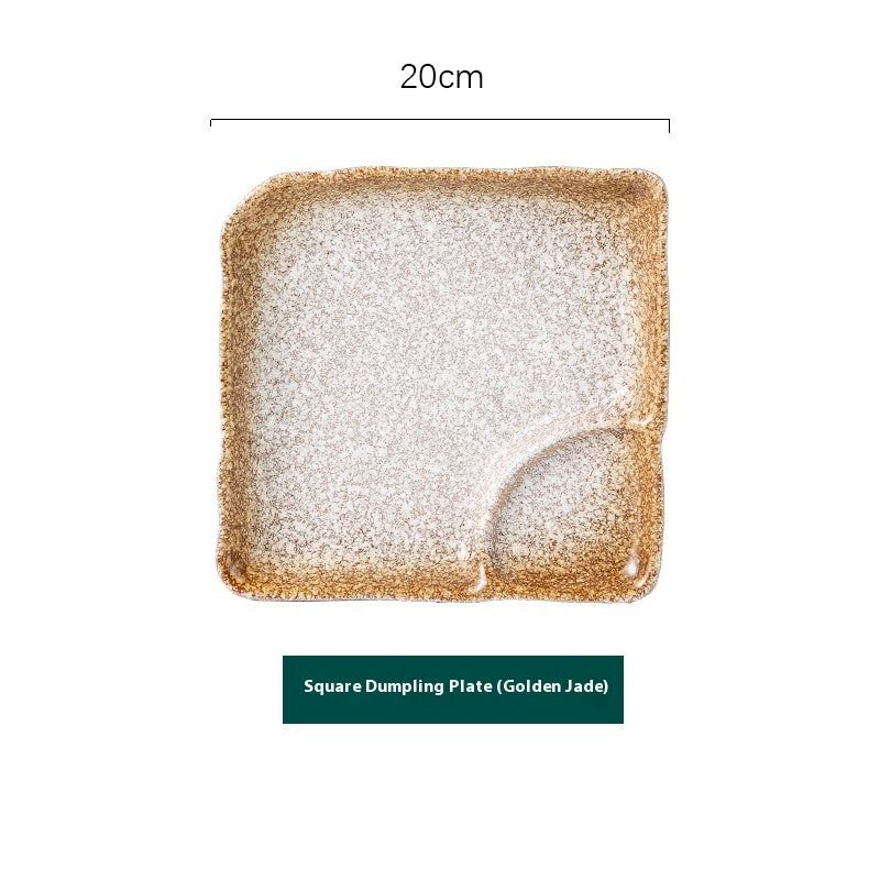 Ceramic Household Dumplings With Vinegar Dish Divided Plate - Grand Goldman