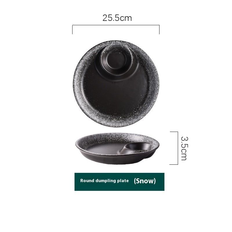 Ceramic Household Dumplings With Vinegar Dish Divided Plate - Grand Goldman