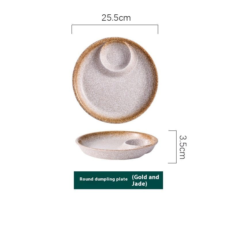 Ceramic Household Dumplings With Vinegar Dish Divided Plate - Grand Goldman