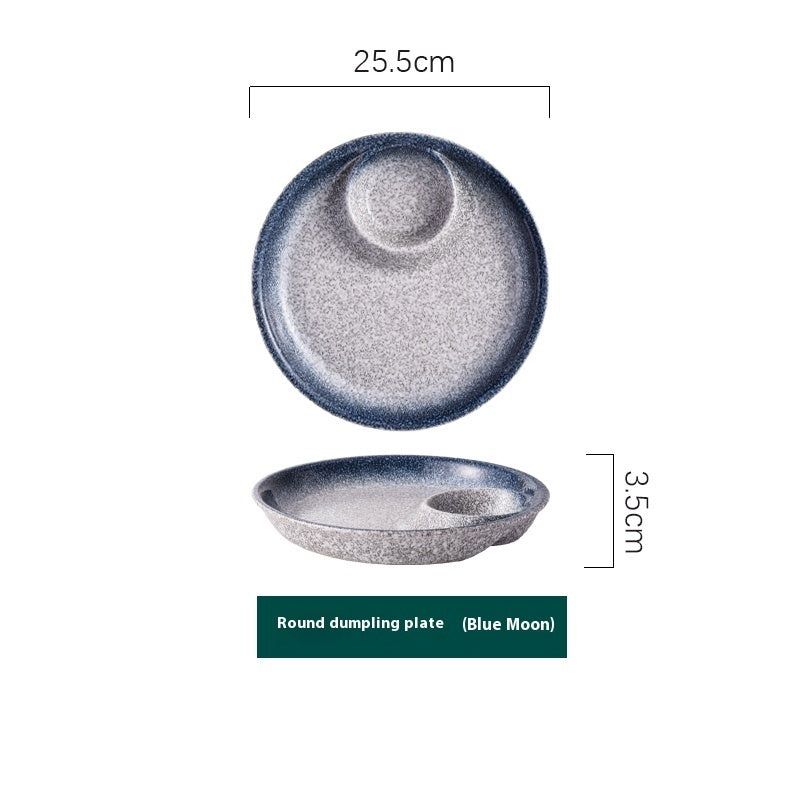 Ceramic Household Dumplings With Vinegar Dish Divided Plate - Grand Goldman