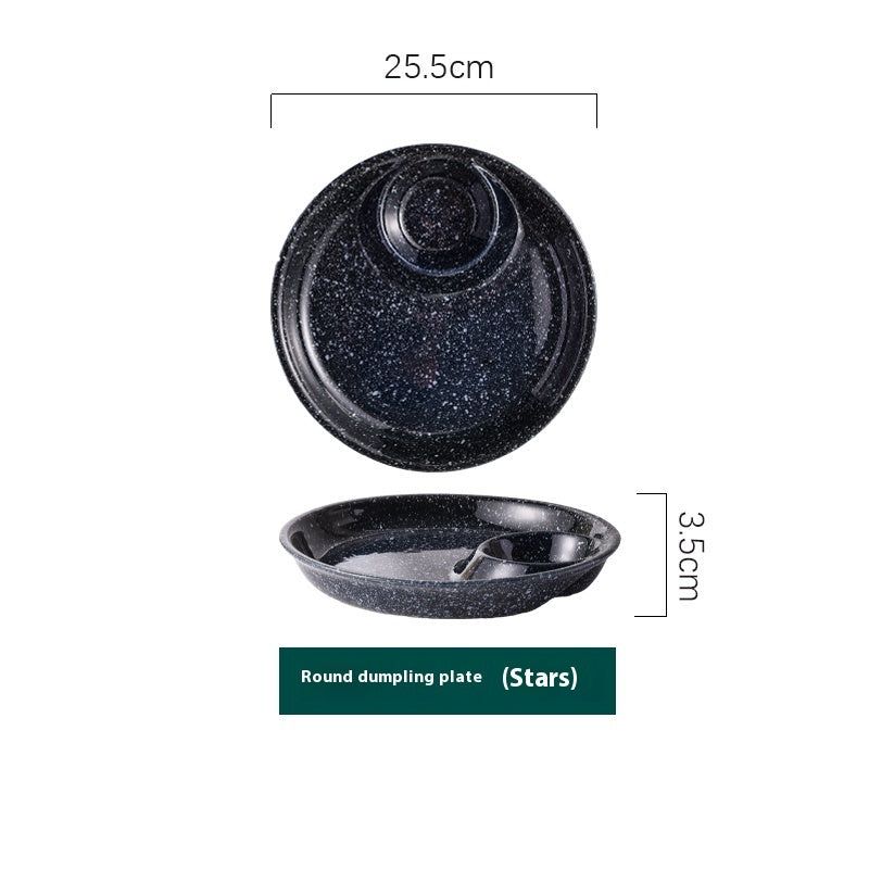 Ceramic Household Dumplings With Vinegar Dish Divided Plate - Grand Goldman