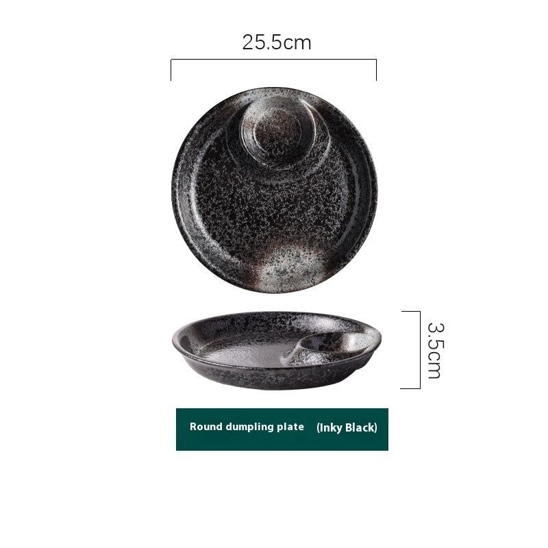 Ceramic Household Dumplings With Vinegar Dish Divided Plate - Grand Goldman