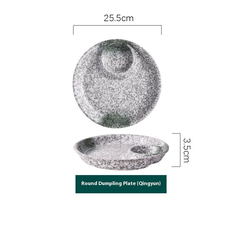 Ceramic Household Dumplings With Vinegar Dish Divided Plate - Grand Goldman