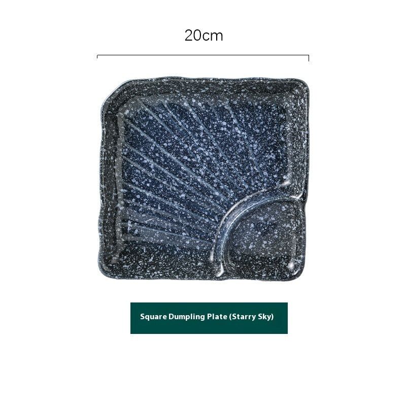 Ceramic Household Dumplings With Vinegar Dish Divided Plate - Grand Goldman