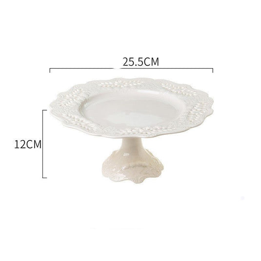 Ceramic Household Tray Cake Plate Tableware Dessert Western Plate Embossed Porcelain Plate - Grand Goldman