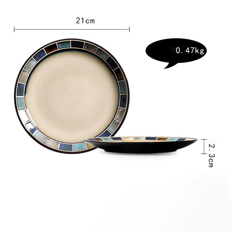 Ceramic Plate Flat Plate Creative Dish Plate Japanese Vintage Tableware - Grand Goldman
