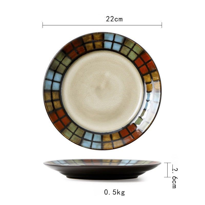 Ceramic Plate Flat Plate Creative Dish Plate Japanese Vintage Tableware - Grand Goldman
